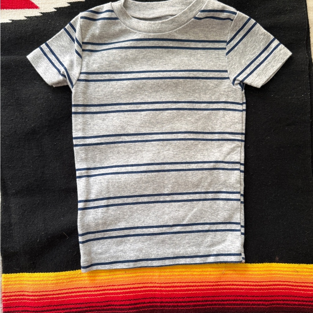Carter's Gray Tee with Navy Stripes